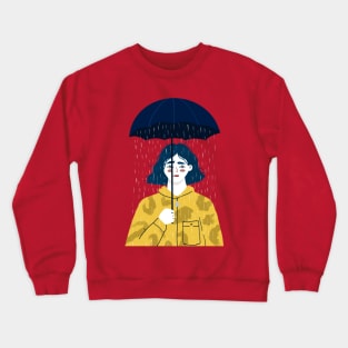 Pessimist Girl Holding an Umbrella Crewneck Sweatshirt